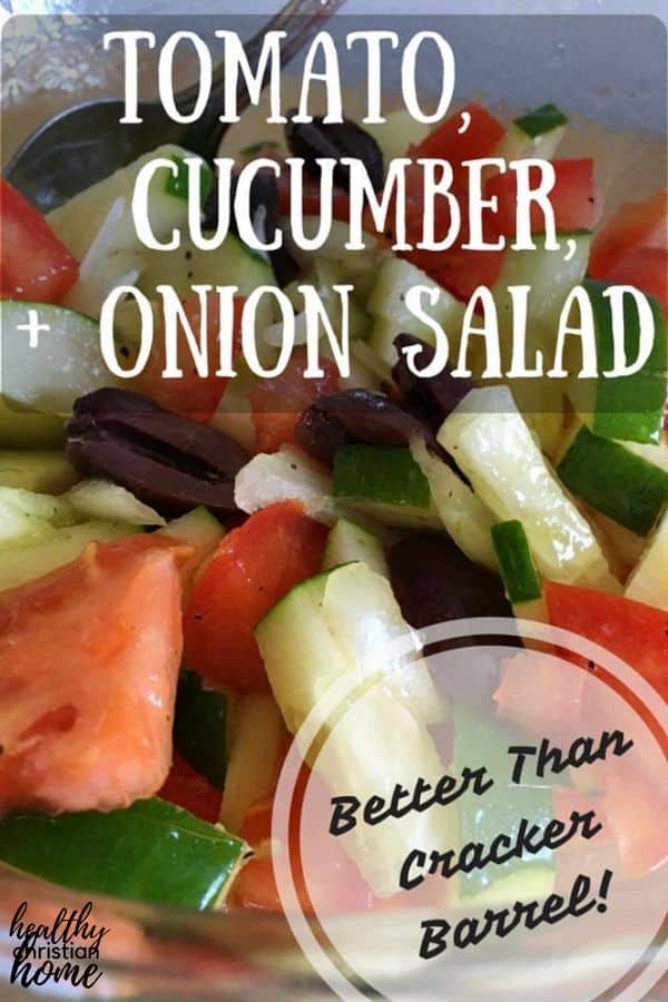 This cucumber tomato onion salad recipe is perfect for any summer picnic!