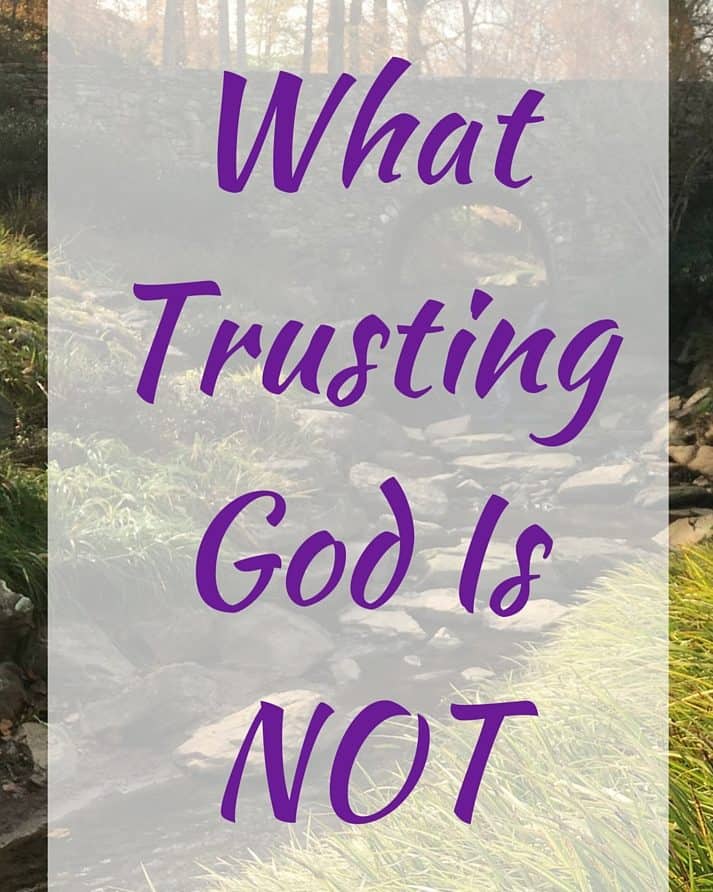 Landscape forest scene with text overlay, "What Trusting God Is NOT