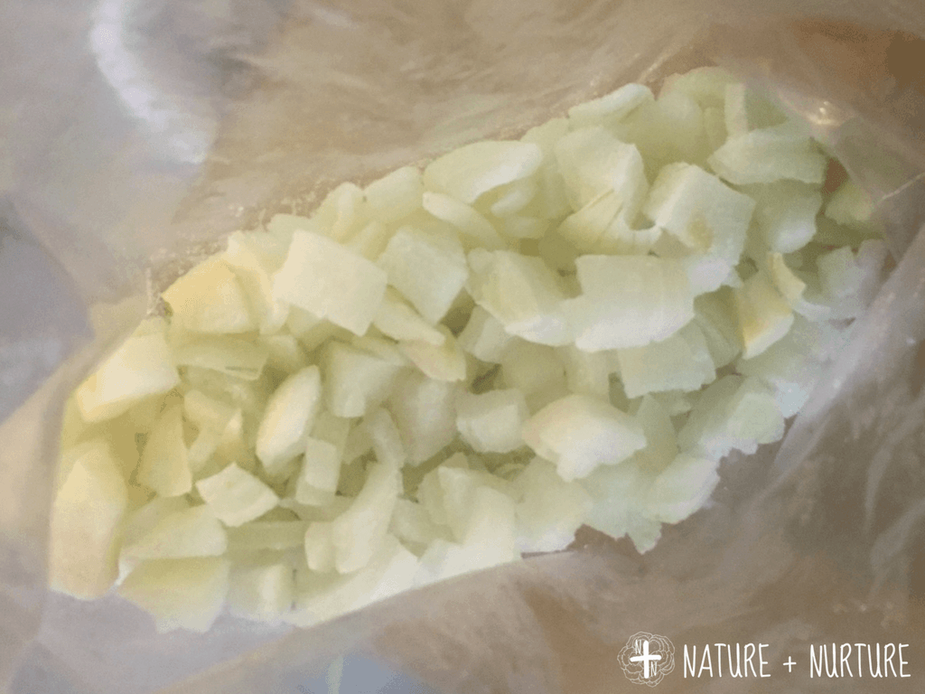 Pre chopped veggies in a freezer bag - healthy eating habits