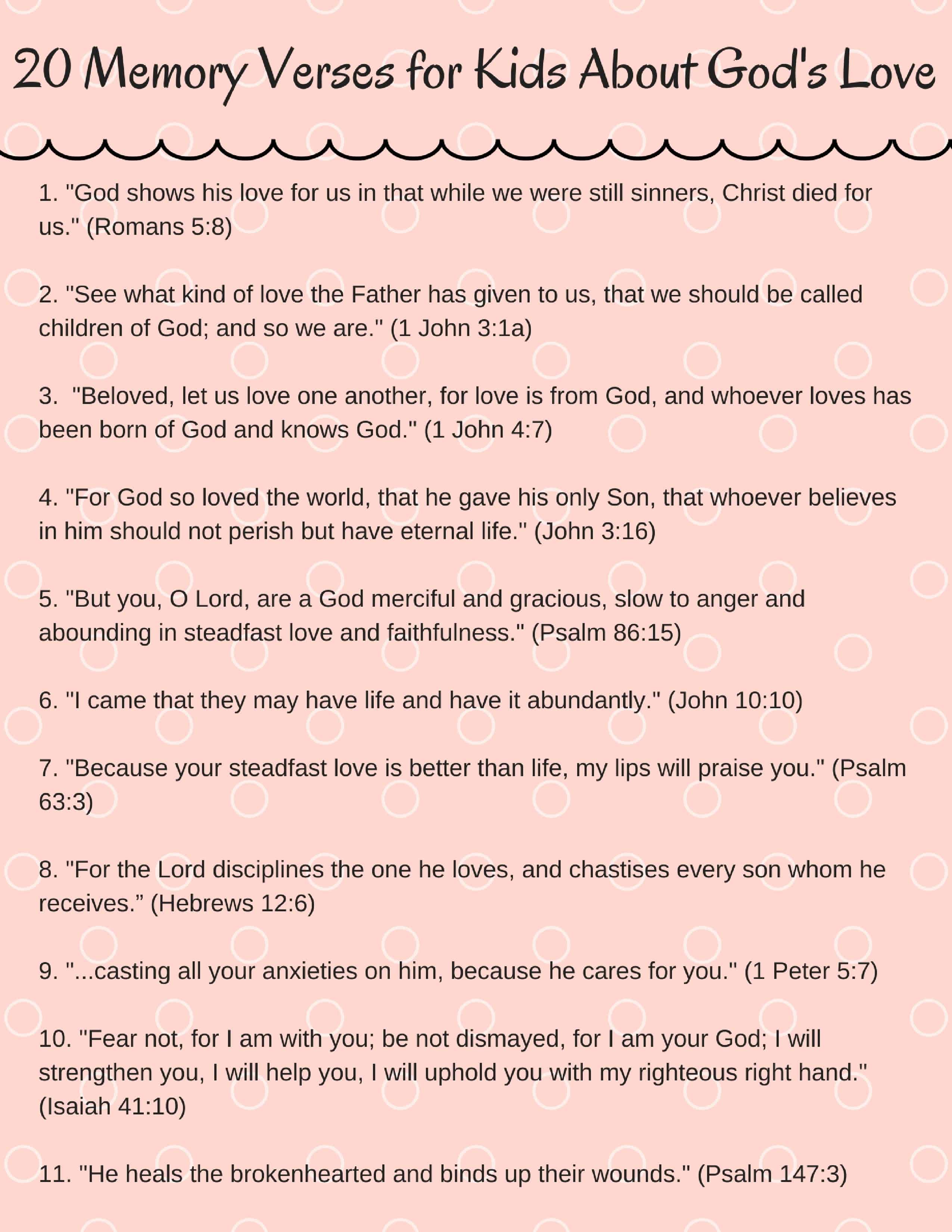 20 Memory Verses for Kids About God's Love (Printable) - Healthy ...