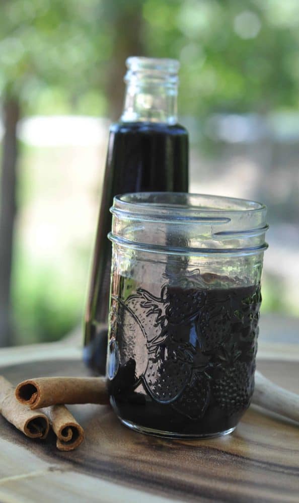 Elderberry syrup in a jar