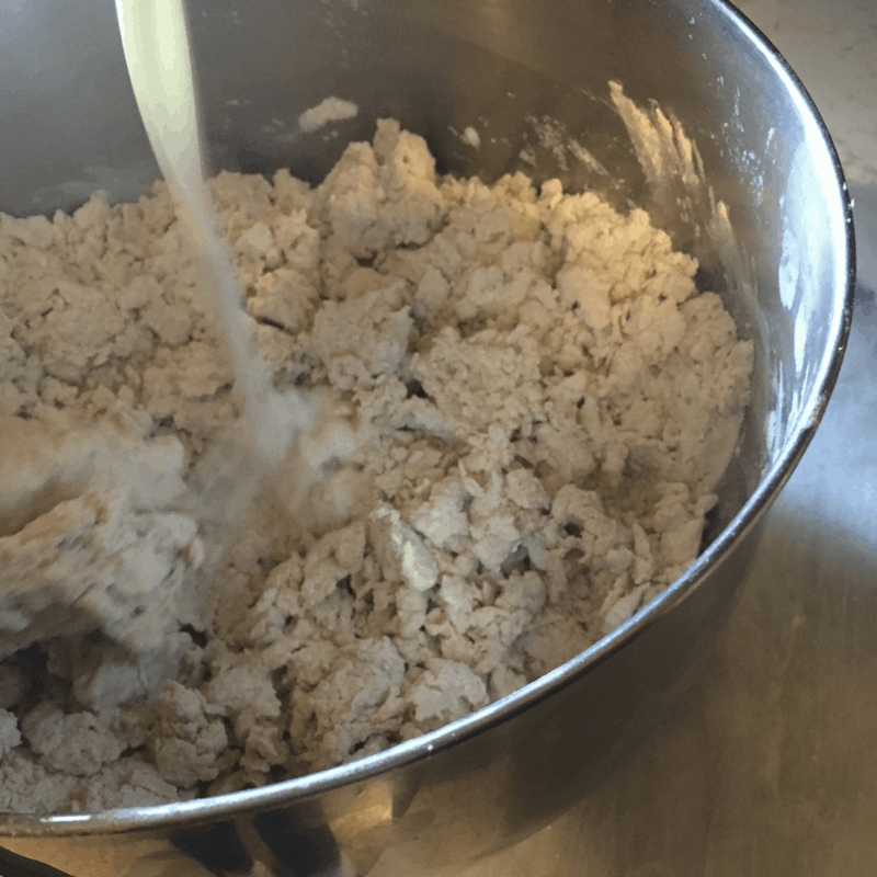 mixing biscuit dough