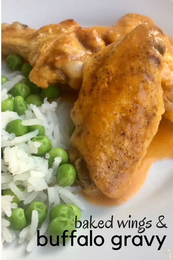 Baking frozen wings is so simple, and this version with homemade buffalo chicken gravy is mouthwatering. These easy baked chicken wings with buffalo gravy wing sauce will have your whole family begging for more!