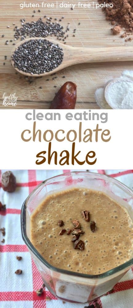 A healthy chocolate smoothie recipe filled with real-food ingredients and zero refined sugar. This healthy chocolate shake will energize you, thanks to it's antioxidant power. Filled with raw cacao powder, coconut milk, dates, and chia seeds, this chocolate smoothie recipe is the perfect wholesome treat.