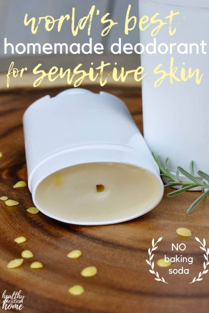 DIY sensitive skin deodorant on a wooden board