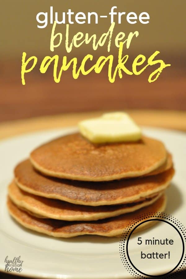 Mix up the batter for these easy blender pancakes in 5 minutes! Filled with healthy ingredients like oats, bananas, eggs, and yogurt to power your morning. #pancakes #glutenfree