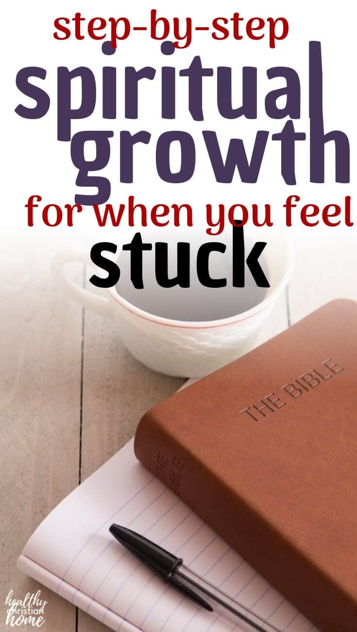 Find out how to grow spiritually when you're going through a spiritual dry spell - an exact method for getting closer to God when it's hard. These four concepts will help you gain spiritual growth and spiritual maturity, even in the midst of difficulty. Learn how to get closer to God, no matter where you are in life. #healthychristianhome #christian #spiritualgrowth #biblestudy #prayer #loveGod #Jesus
