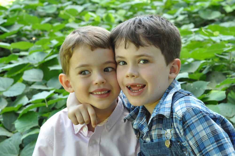 Close up of two smiling boys - the ones I'm trying to teach to be godly sons!