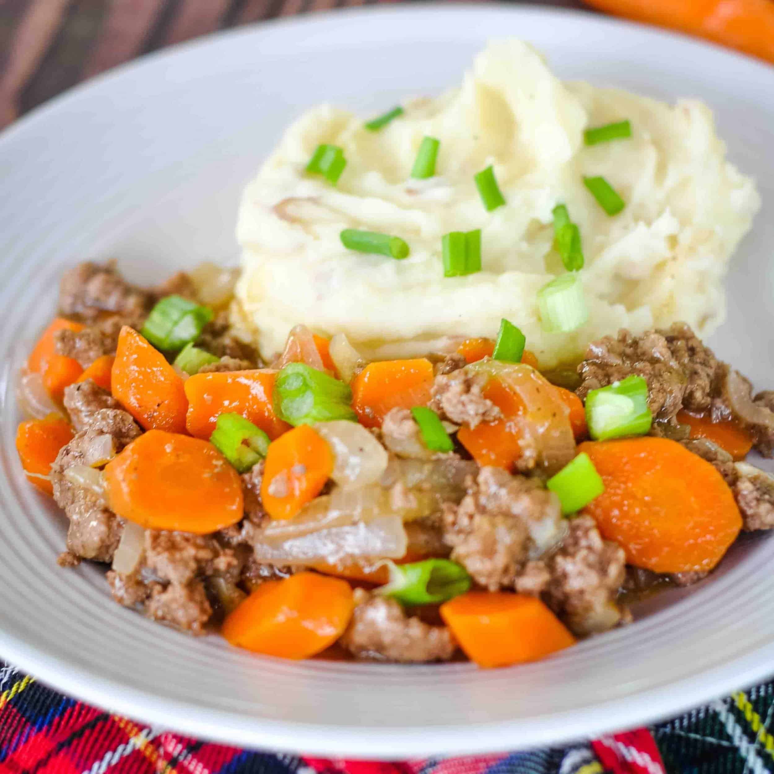 Traditional Scottish mince and tatties, ready to eat!