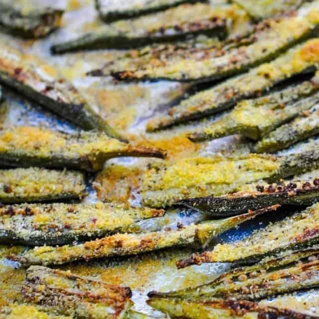 Crispy Cornmeal Roasted Okra (easy & healthy, tastes like fried!)