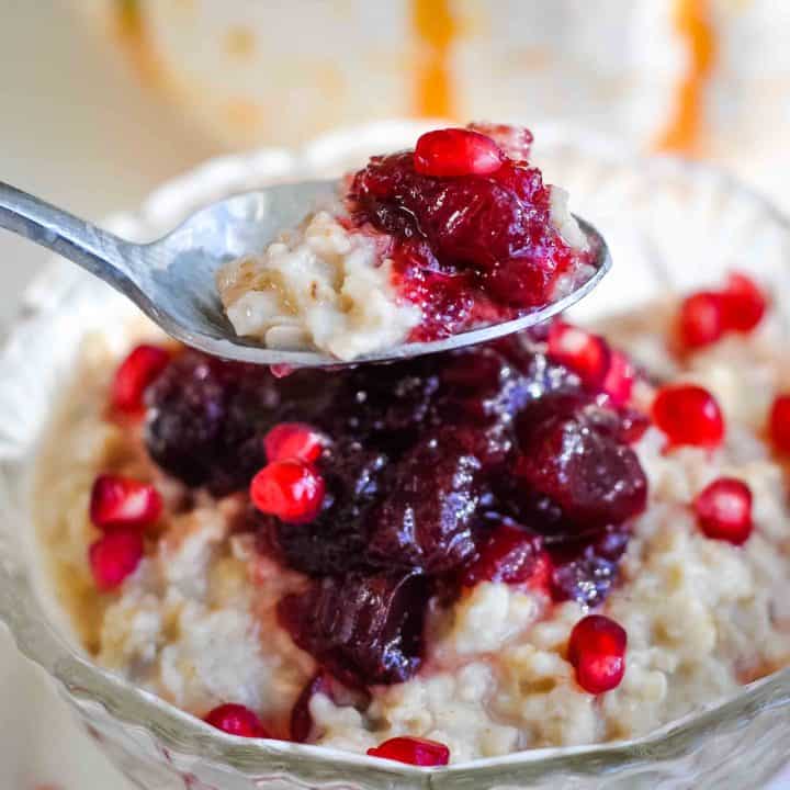 Leftover Cranberry Sauce Oatmeal