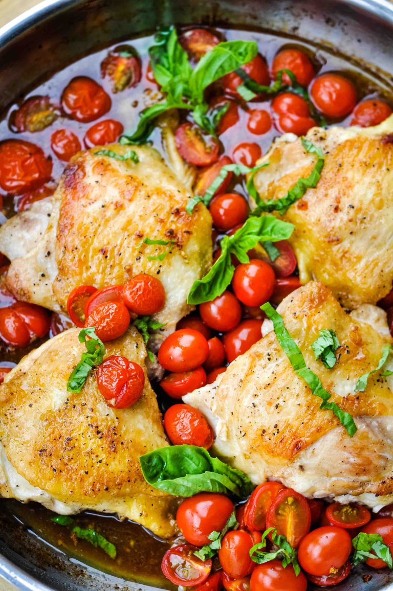 Tomato-Basil Balsamic Chicken Thighs 6 - Healthy Christian Home