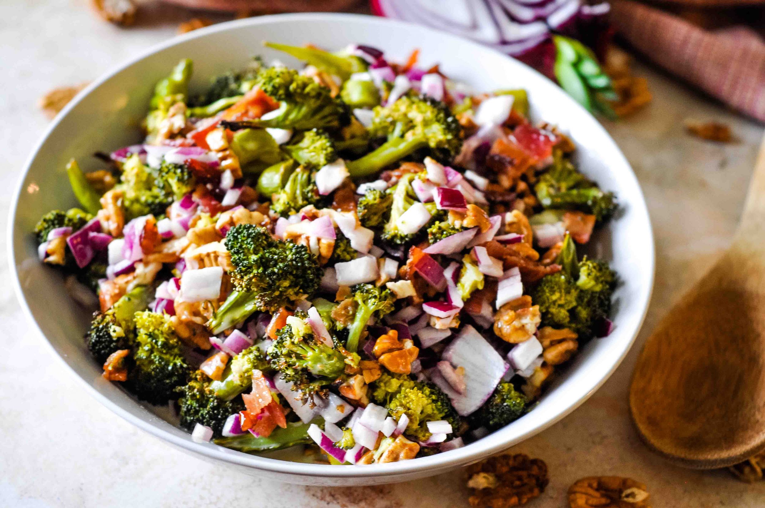 Roasted Broccoli Salad with Bacon & Pecans - Healthy Christian Home