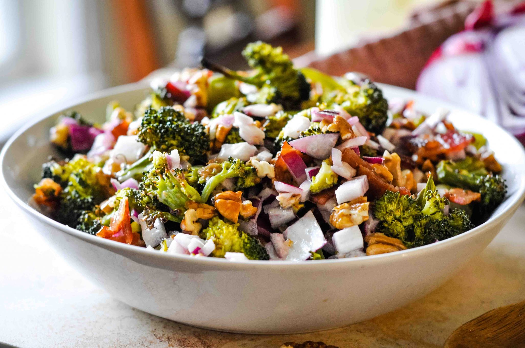 Roasted Broccoli Salad with Bacon & Pecans Healthy Christian Home