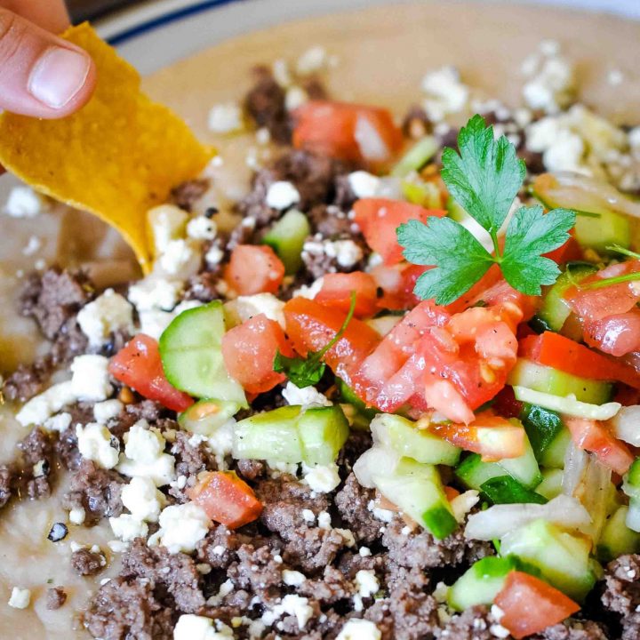 Mediterranean White Bean Hummus with Beef & Feta