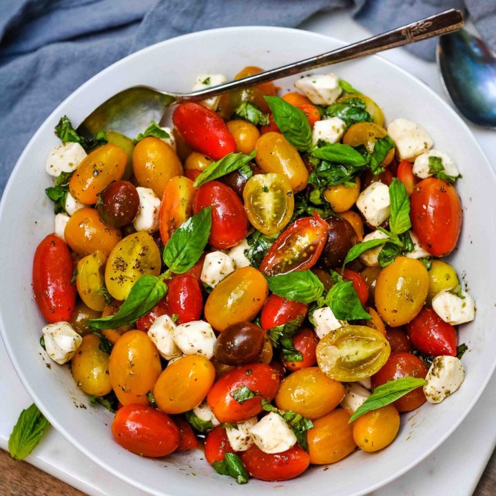 Caprese Salad with Grape Tomatoes & Mini Mozzarella Balls