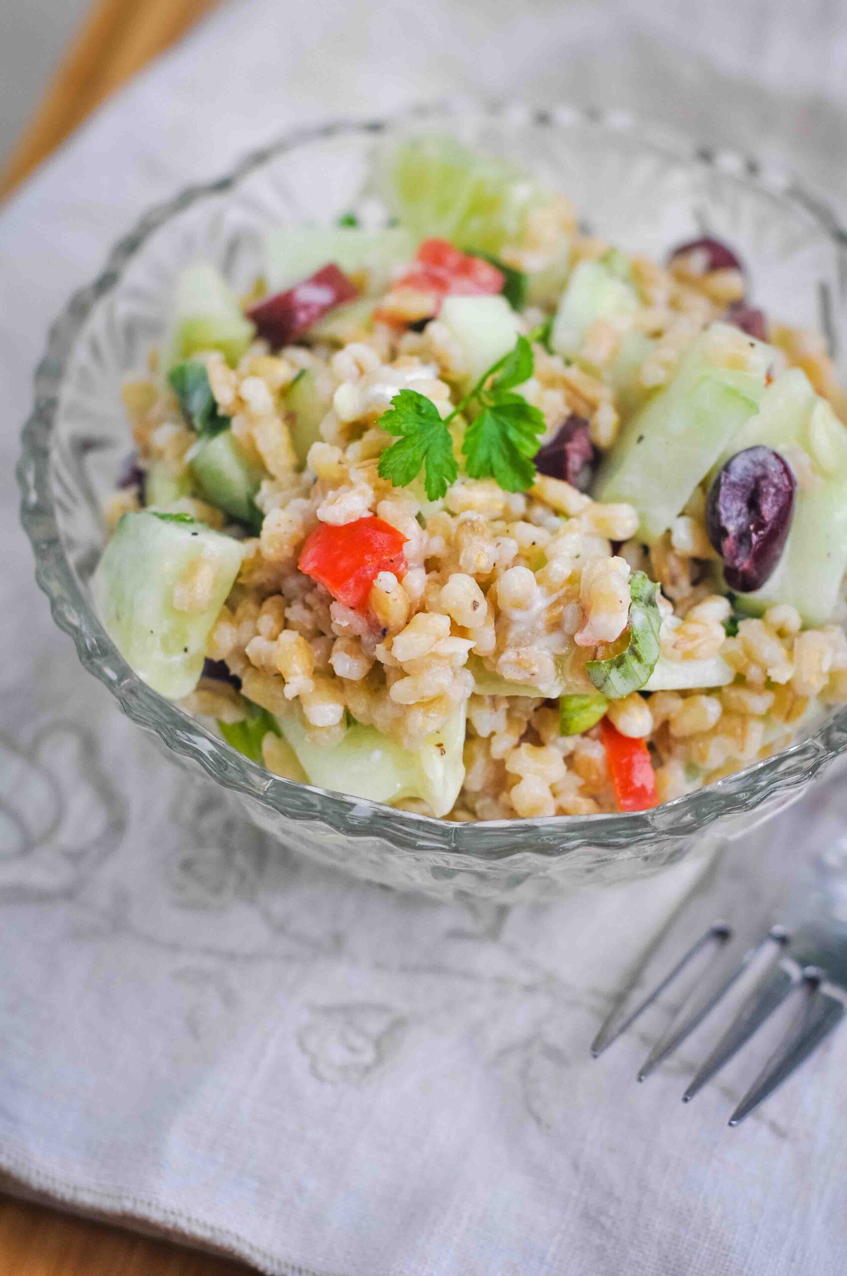 Mediterranean Pearl Barley Salad with Goat Cheese - Healthy Christian Home