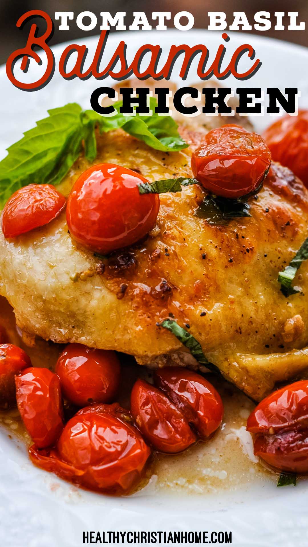 Tomato Basil Balsamic Chicken Thighs crispy juicy ONE pan wonder