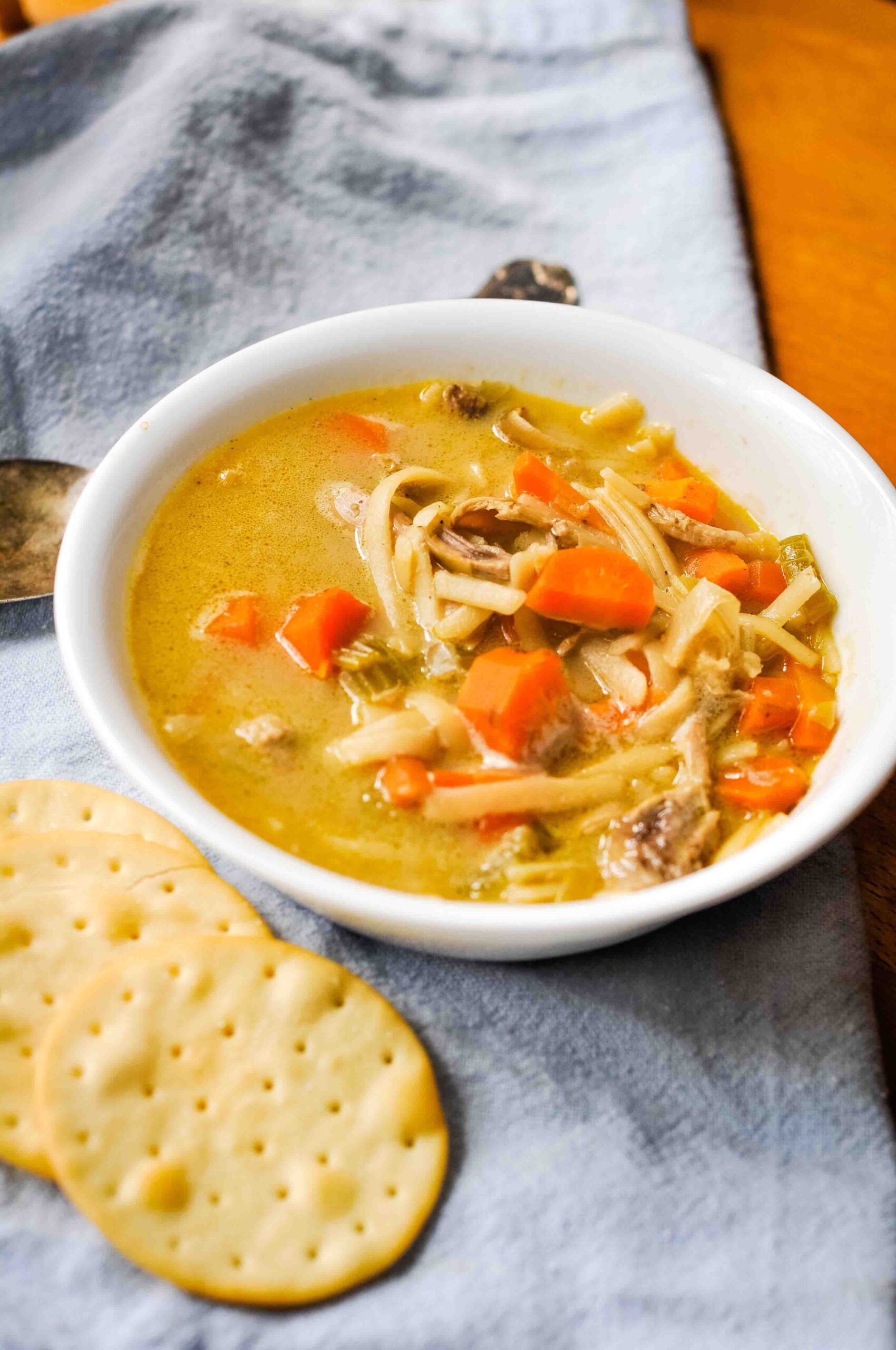 Creamy Roasted Chicken Noodle Soup {mega FLAVOR!}