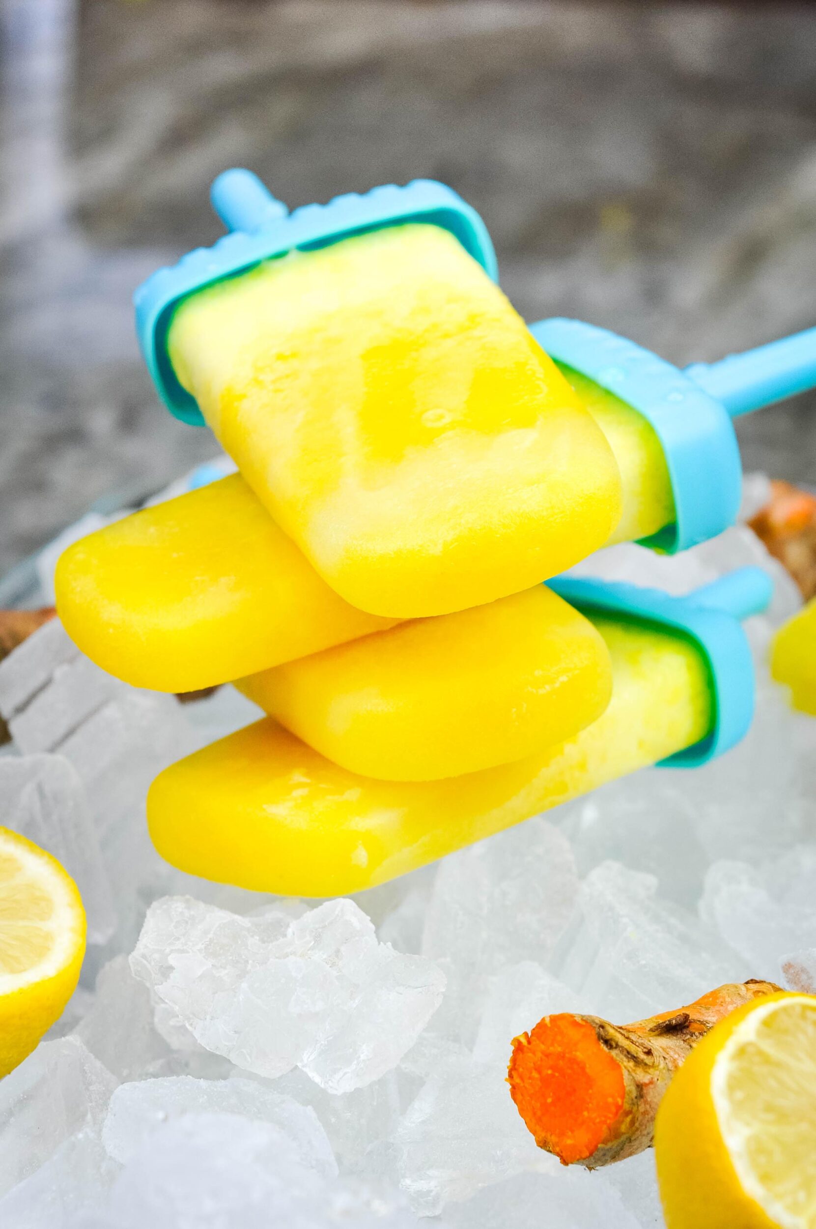 Pineapple cough sicles in a dish of ice.