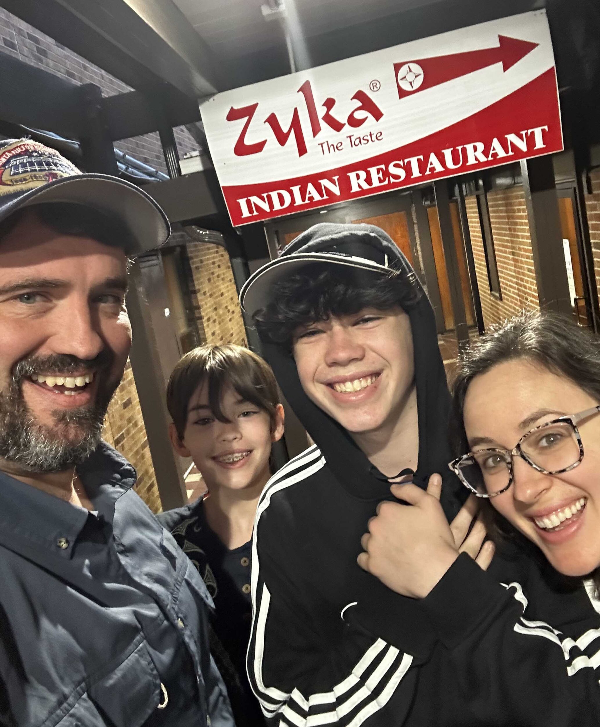 Family at an Indian restaurant.