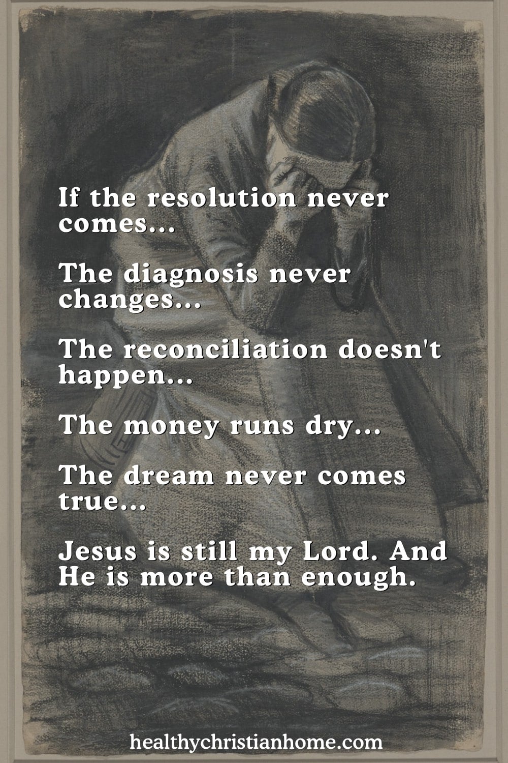 Drawing of a woman weeping with a quote from the article.