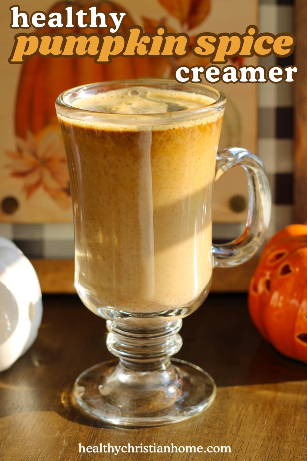Cup of coffee with healthy pumpkin spice creamer added.